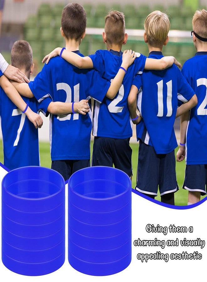 MATEPLUS 100 Pcs Blank Silicone Wristbands, Graduation Elastic Bracelet Bulk Rubber Bracelets For Men Women And Teens-Blue - Image 5